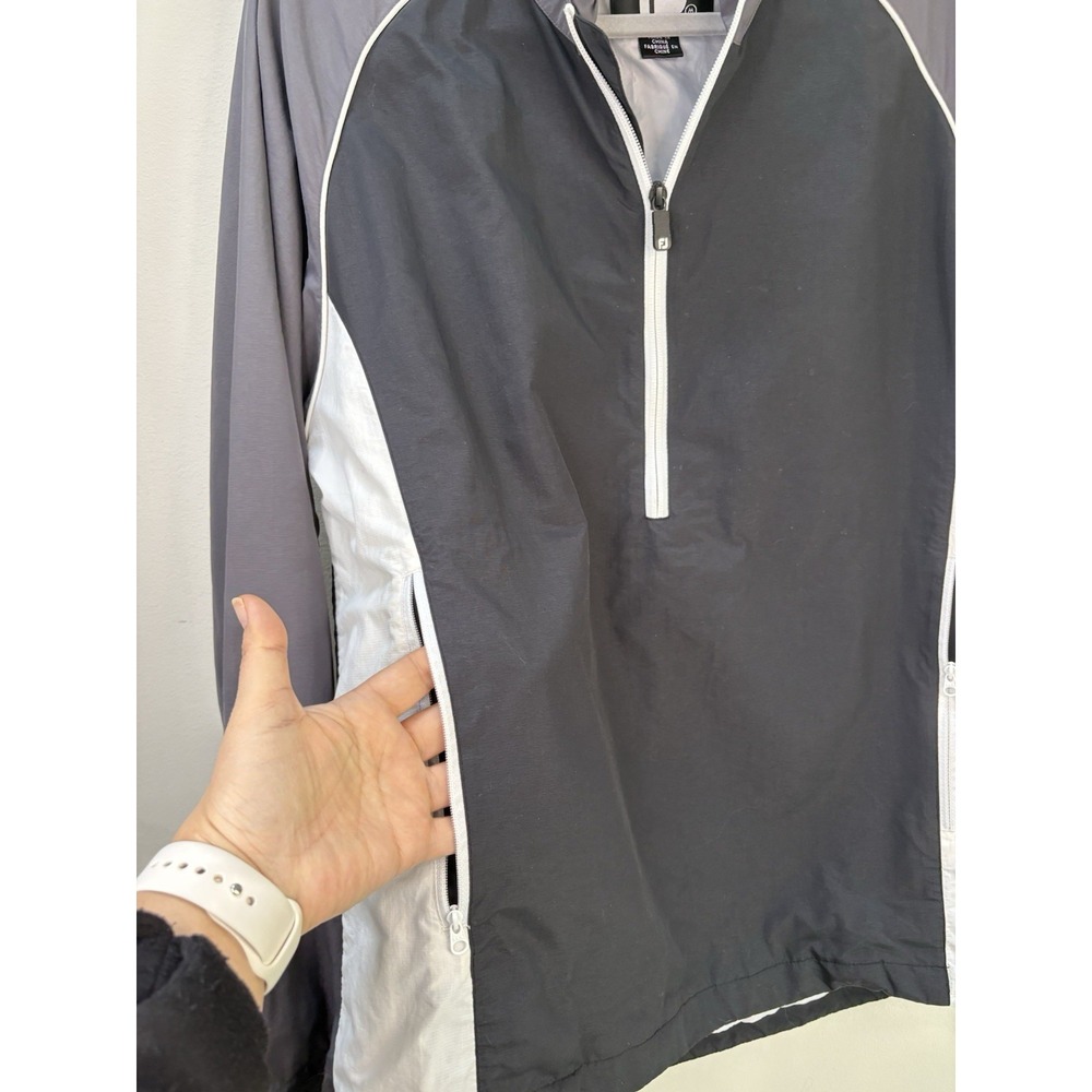 Footjoy FJ Golf Half Zip Windbreaker Jacket Mens Size MEDIUM Black Gray Athletic - Picture 6 of 12